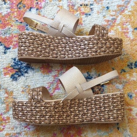 Kaanas Montpellier Leather Open Toe Sling Back Braided Espadrille Wedge Sandal 8 - Picture 6 of 16